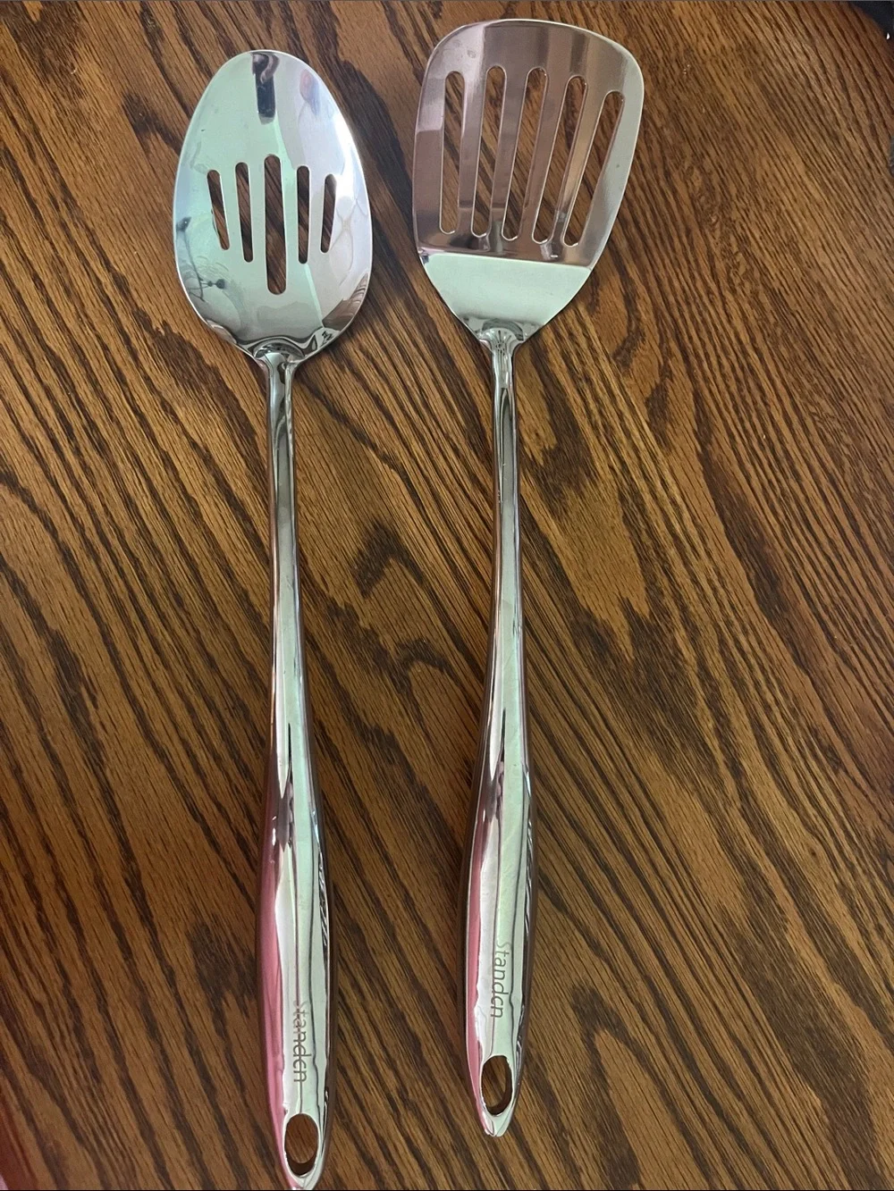 Standcn Stainless Steel Slotted Turner and Serving Spoon Set